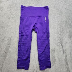 Gymshark Womens Purple Blue Capri Leggings Seamless Accents Activewear Yoga